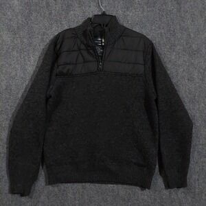 Buffalo David Bitton Sweater Mens Large Quilted Fleece Lined 1/4 Zip Pullover